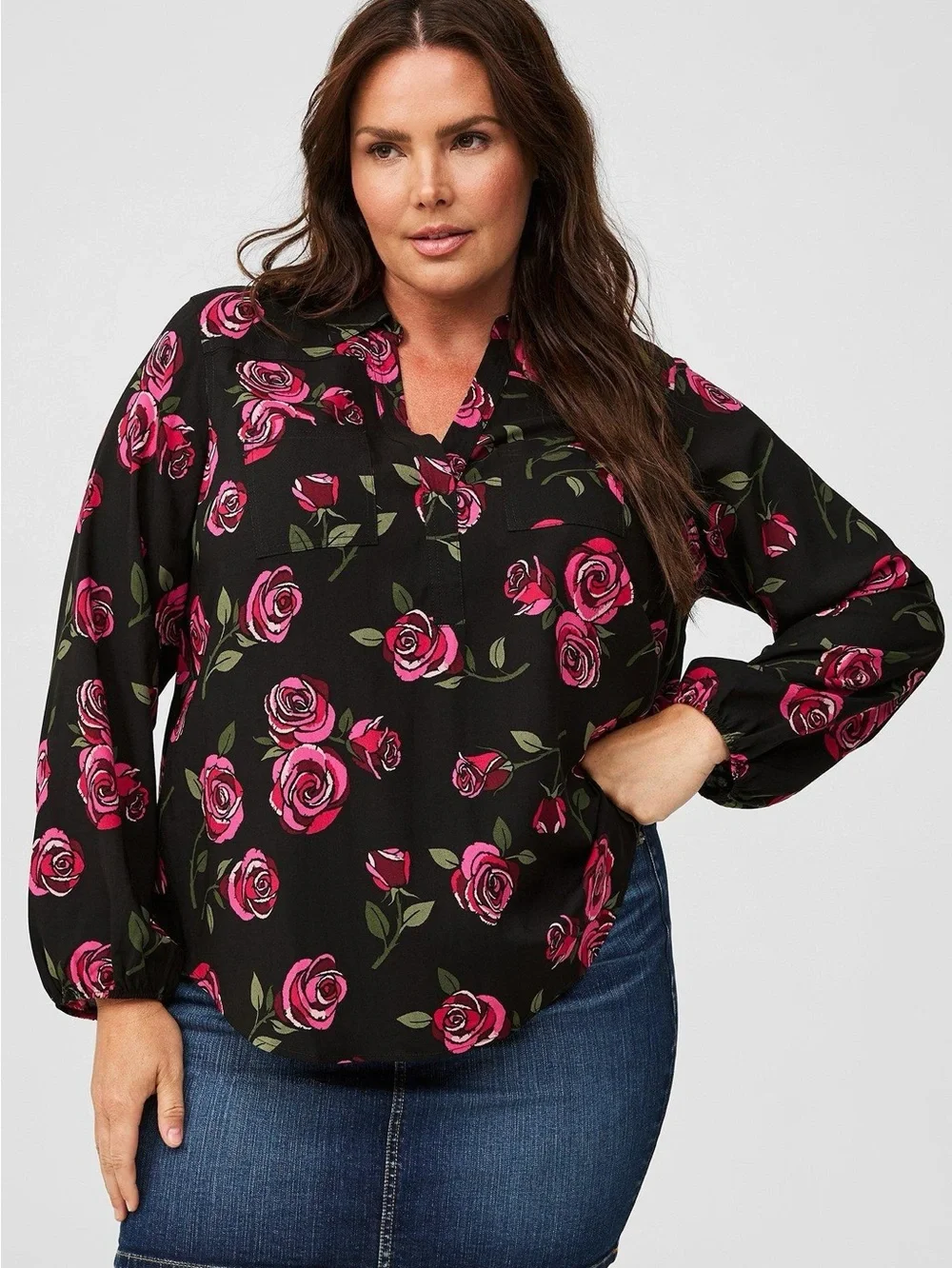 Torrid Harper Rose V Neck Long Sleeve Blouse Size 1X